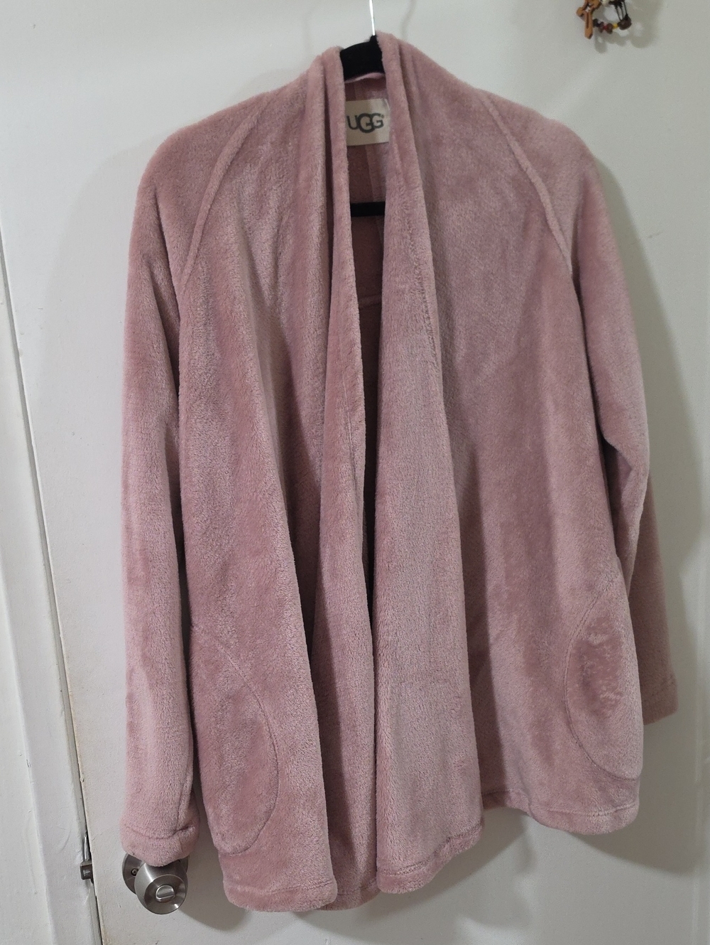 UGG Plush Open-Front Teddy Jacket in Dusty Rose